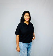 Regular Fit Polo Black T - Shirt for Women