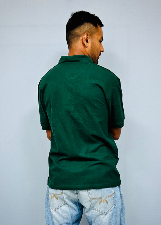 Dark Green Slim Fit Polo T-Shirt For Men