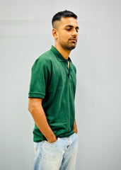 Dark Green Slim Fit Polo T-Shirt For Men