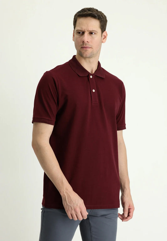 Maroon Slim Fit Polo T-Shirt For Men