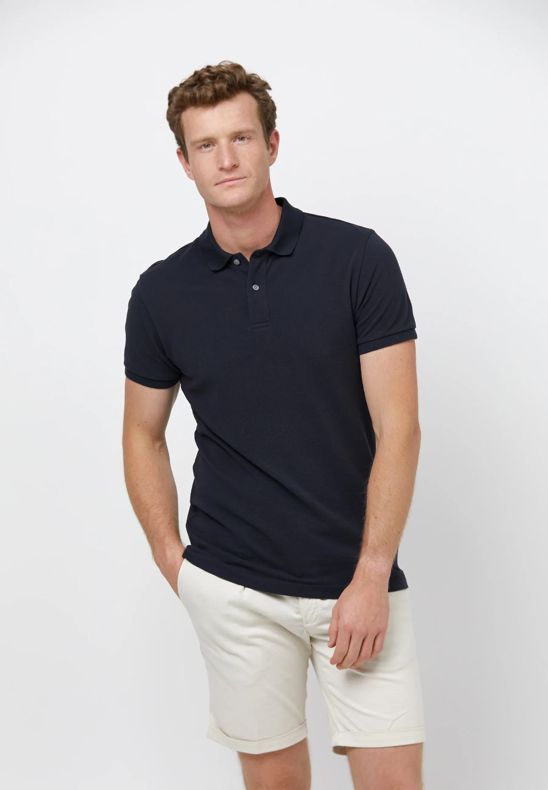 Navy Blue Slim Fit Polo T-Shirt For Men