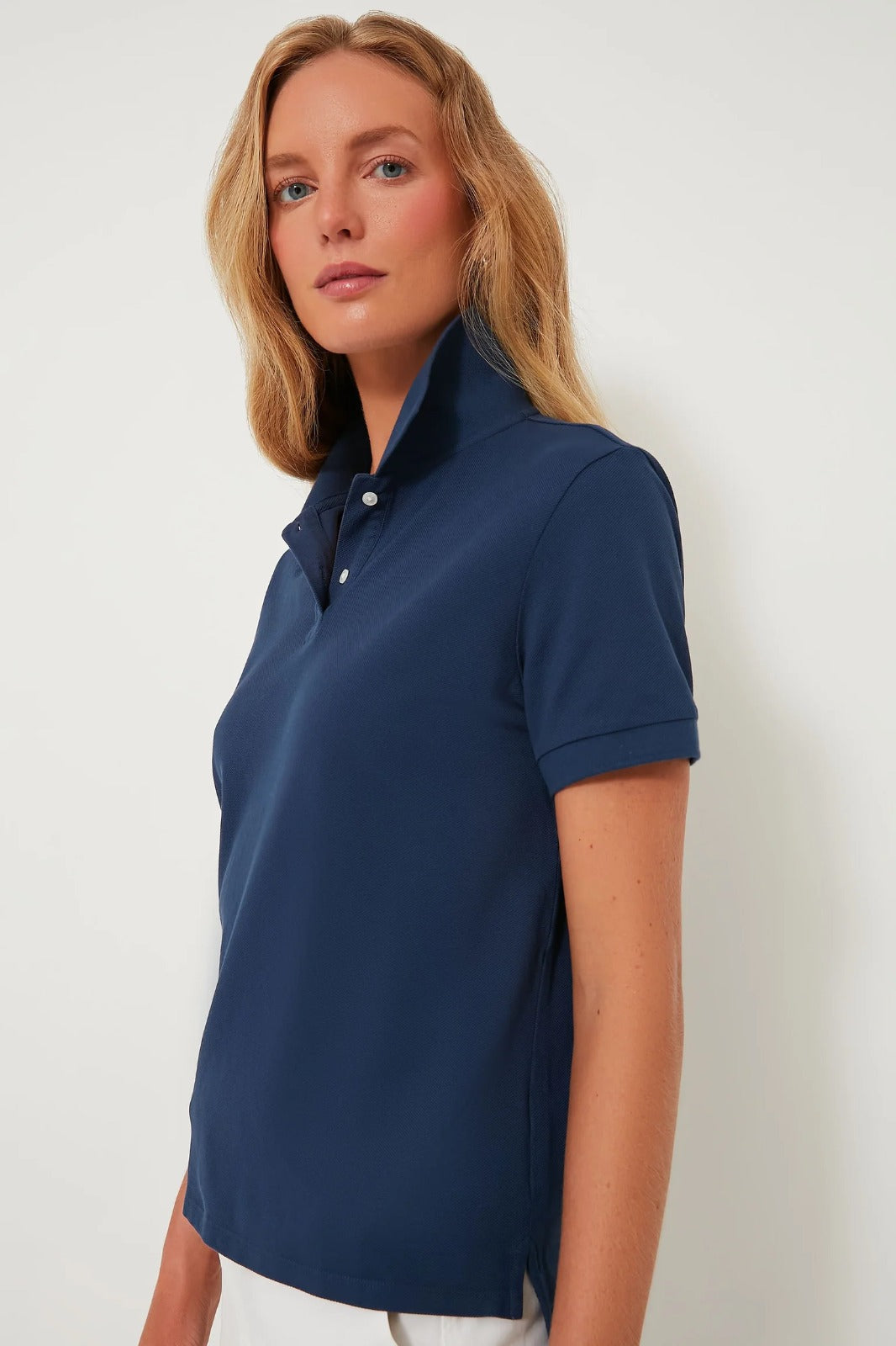 Regular Fit Polo Navy Blue T - Shirt for Women